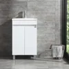 20 Inch Free Standing Bathroom Vanity Cabinet with 2 Doors Undermount Resin Sink and Chrome Faucet Combo White 4