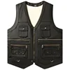 2024 Women Autumn Winter New Genuine Leather Vest Men Pocket Middle-aged Waistcoat Male Thick Fleece Sleeveless Coats D351 6