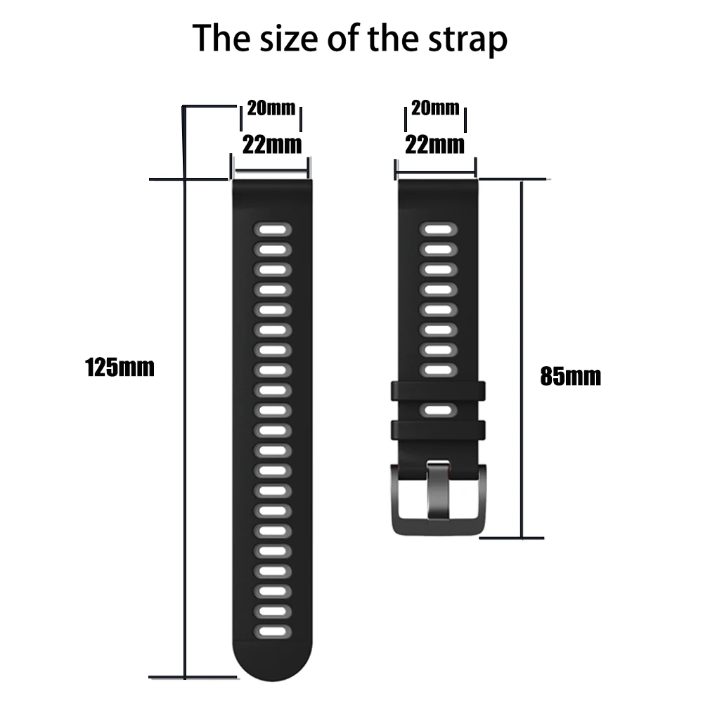 Two-Tone Silicone Sports Watch Strap Bracelet, 20mm/22mm