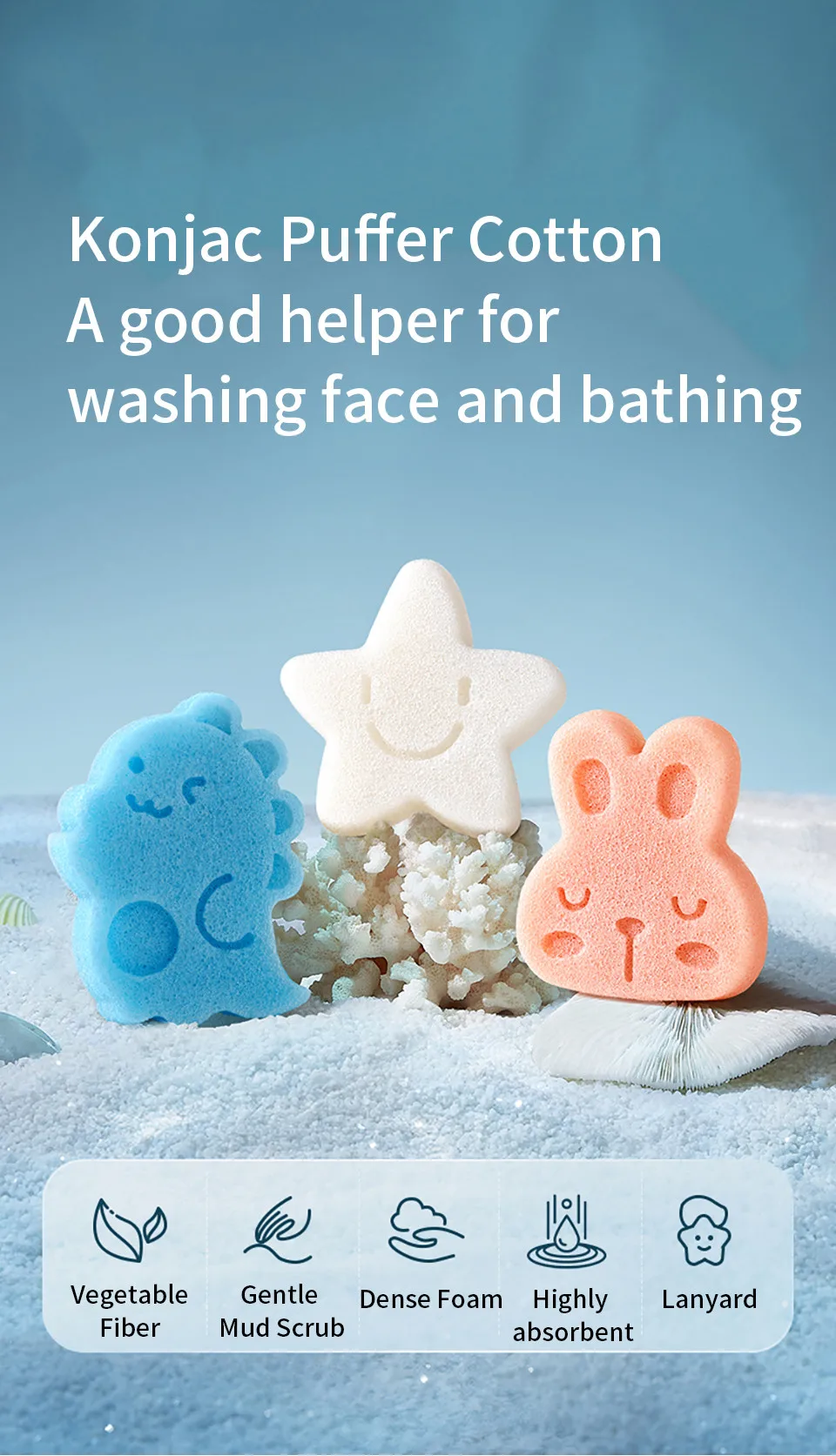 Description Picture 2 of itemAIBEDILA Baby Duck Shape Bath Sponge Infant Shower Environmental friendly Cotton Scrub Body Bath Brushes Spa Sponge Cleaning