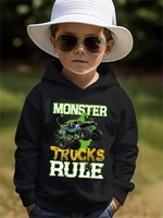 monster trucks rule Boys casual long-sleeved hoodie, boys blazer, kids outdoor