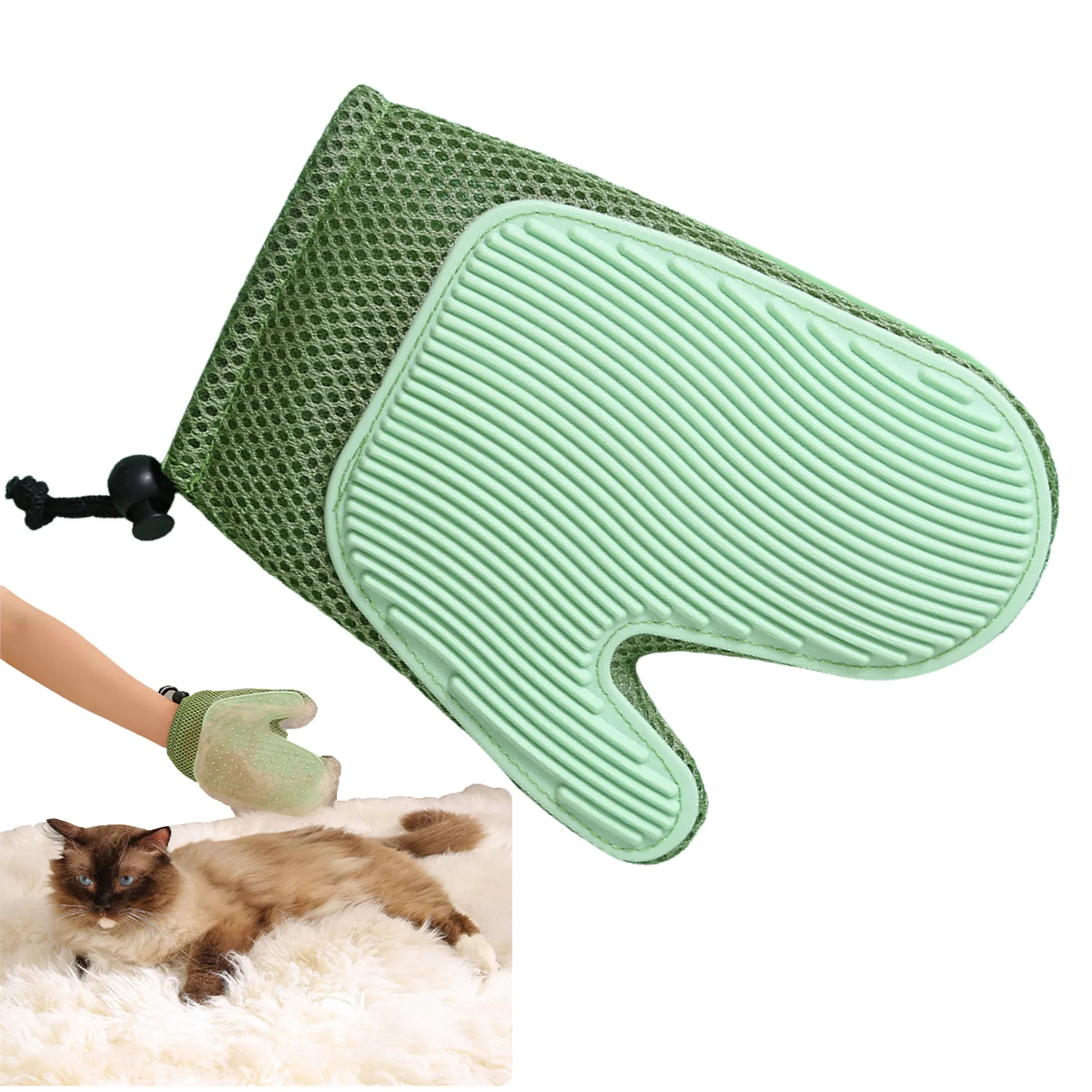 PetGlovesGroomingForCatsDoubleSidedGentleDesheddingBrushGlove