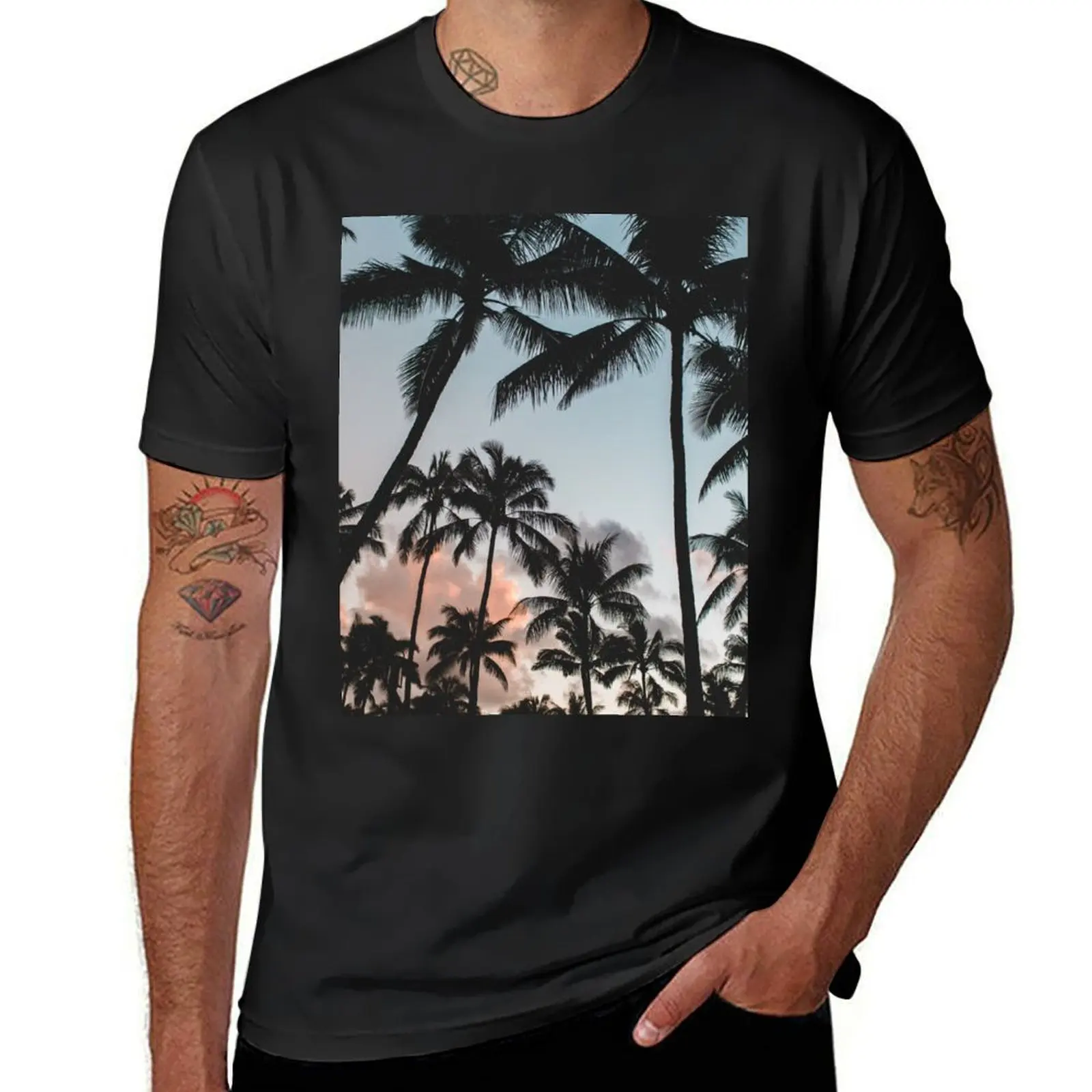 

Mystical tropics island sunset summer palm trees T-Shirt aesthetic clothes heavyweights blanks funnys men clothes