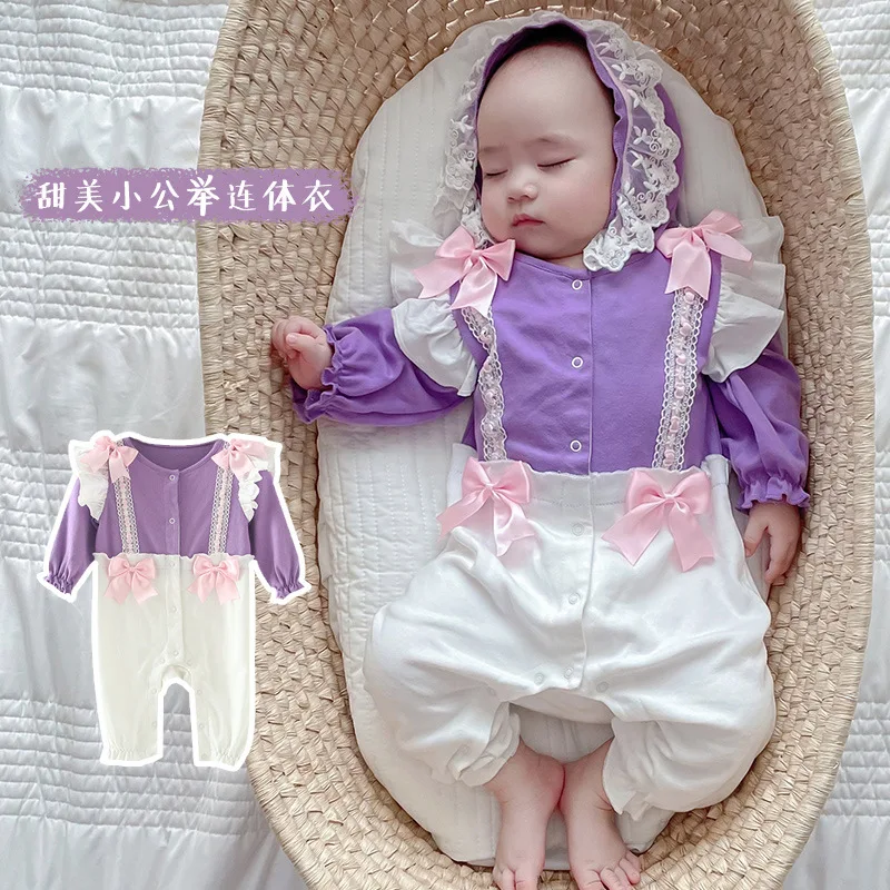 

Cotton Baby Long-sleeved Jumpsuit for Girls Spring Autumn Newborn New Born Clothes My First Christmas Infant Romper