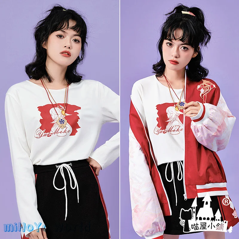 

2023 Genuine Genshin Impact Yae Miko Cosplay Daily Casual Wear Women Doujin Costume Coat Shirt Shorts Suits Birthday Gifts