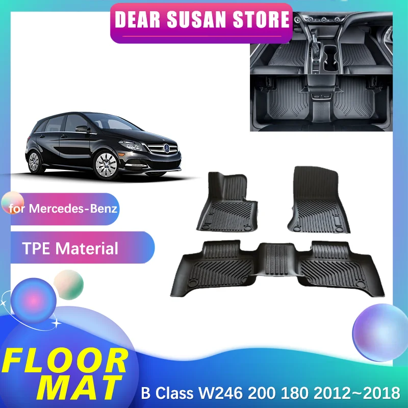 Car Floor Mat for Mercedes-Benz B Class W246 200 180 2012~ 2013 Foot TPE Liner Carpet Pad Tray Cover Rug Accessories