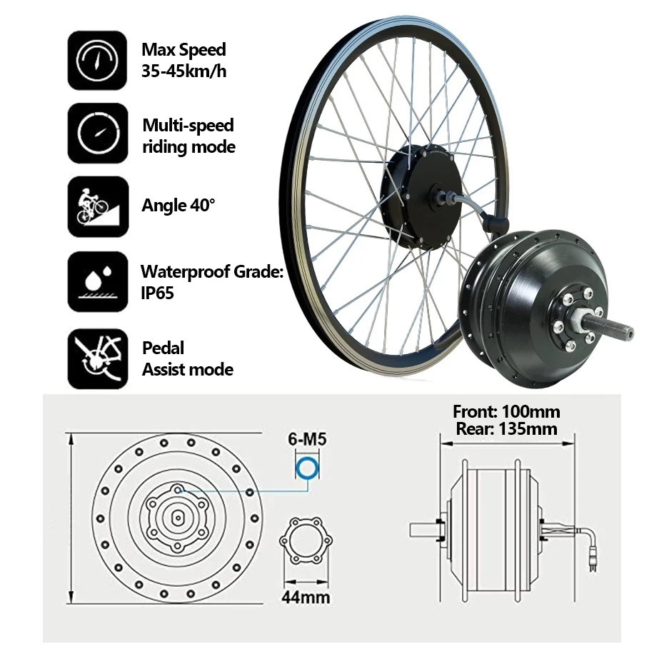 Description Picture 6 of item250W-2000W Electric Bike Conversion Kit 36V 48V Front Rear Cassette Electric Wheel Hub Motor for 20" 24" 27.5" 700C 29" Bicycle