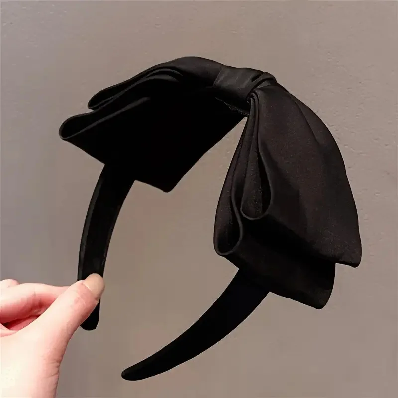 Elegant black bow headband, cute fabric headband for daily and party use, sweet hair accessory.
