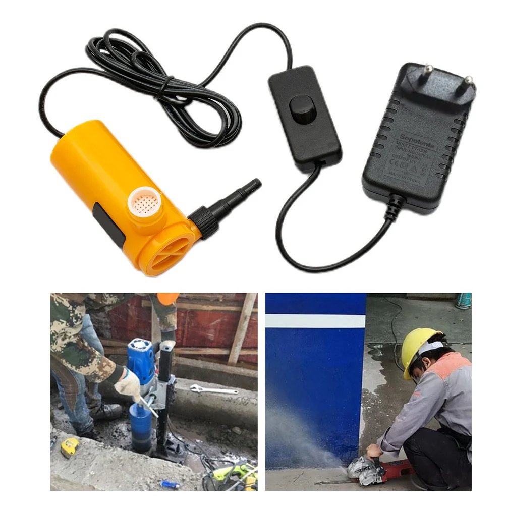 ปั๊มน้ำแบบจุ่ม 12V DC ปั๊มน้ำขนาดเล็กสำหรับเครื่องเจียร์มุม เครื่องเจาะน้ำ เครื่องตัดน้ำ พร้อมอะแดปเตอร์ปลั๊กแบบ EU 1