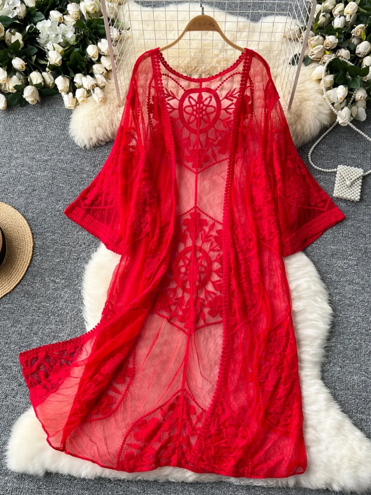 Lace Womens Sheer Cardigan Boho Holiday Beach Summer Cardigan