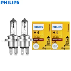 Philips Vision Original Car Halogen Headlamps 3200K with High & Low Beam, Pack of 2 - H4/9003/HB2 Hi/Lo (2PCS (1 Pair))