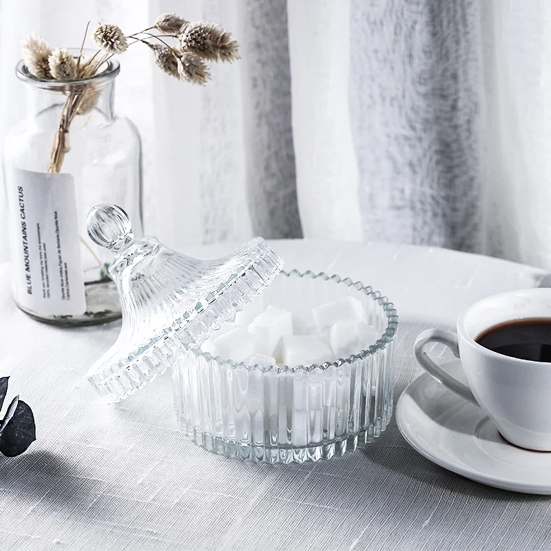 Glass Canister with Lid Airtight Candy Jar Sugar Bowl for Kitchen Counter Dining Table Pantry Storage Decorative Snack Dispenser