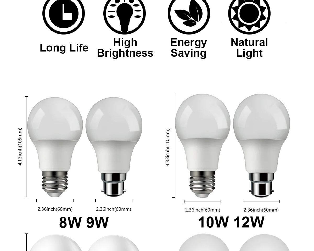 28 pces lâmpada led a60 8w 9