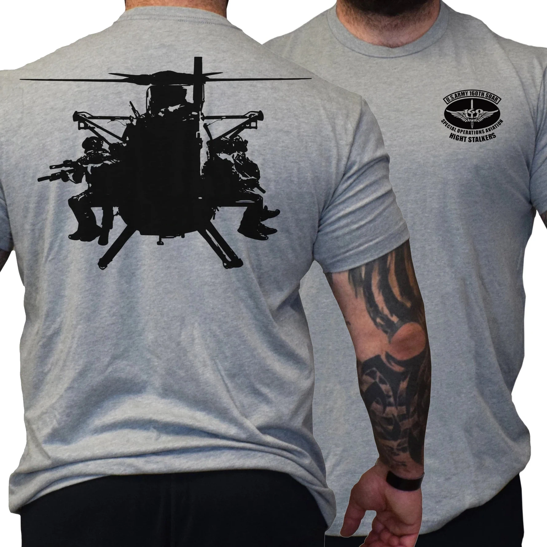미 육군 Night Stalkers 160th SOAR Little Bird 헬리콥터 티셔츠 100% 코튼 오목 반팔 여름 캐주얼 남성 티셔츠