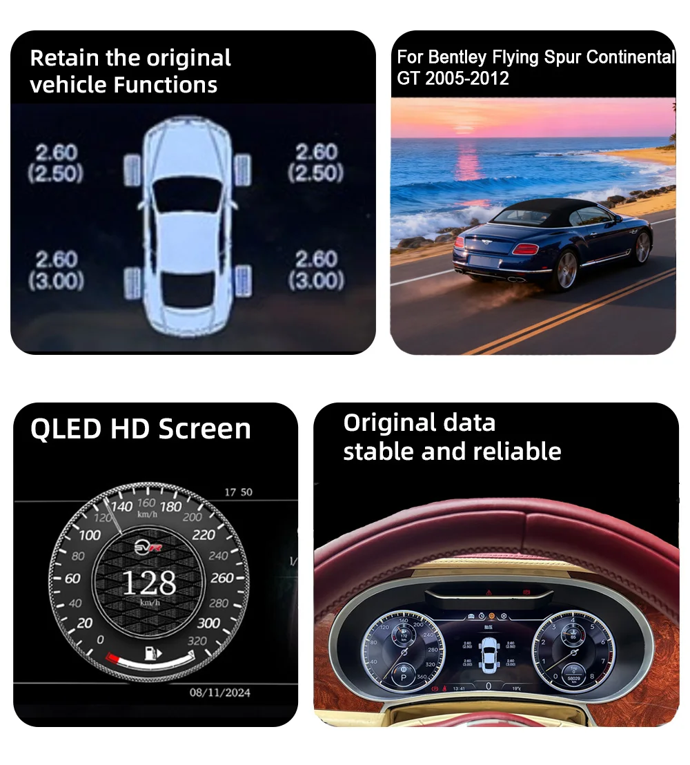 Digital Instrument Cluster For Bentley Flying Spur Continental GT 2005-2012 CarP