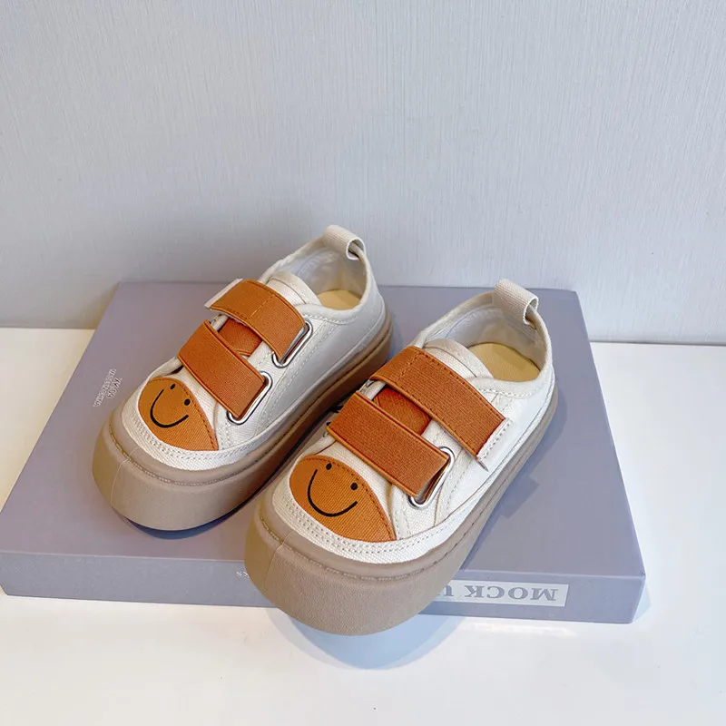Early autumn new children's fashion cartoon smiling face simple Canvas Shoes Boys' girls' School comfortable casual shoes