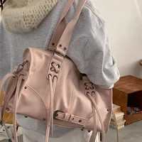 Sac à main de moto rétro pour femmes, Design à pompon, sac d'oreiller à bandoulière haut de gamme, tendance, grande capacité, sac sous les bras pour femmes 5