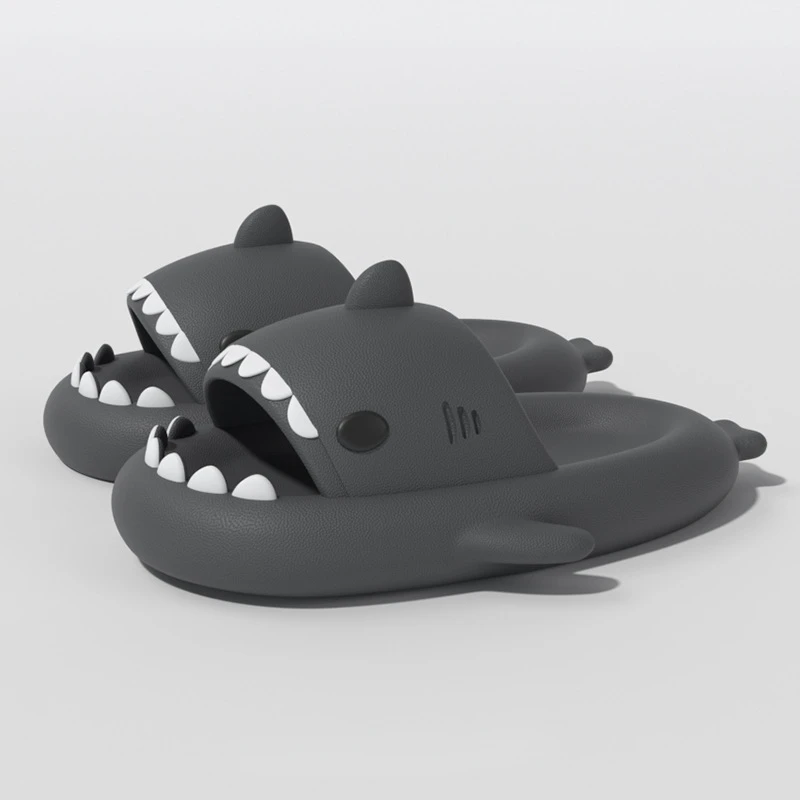 Cute Gradient Shark Slippers Women Men Outside Sandals Indoor Slides Couples Summer Shoes Parents Kids Soft EVA Beach Flip Flops 6
