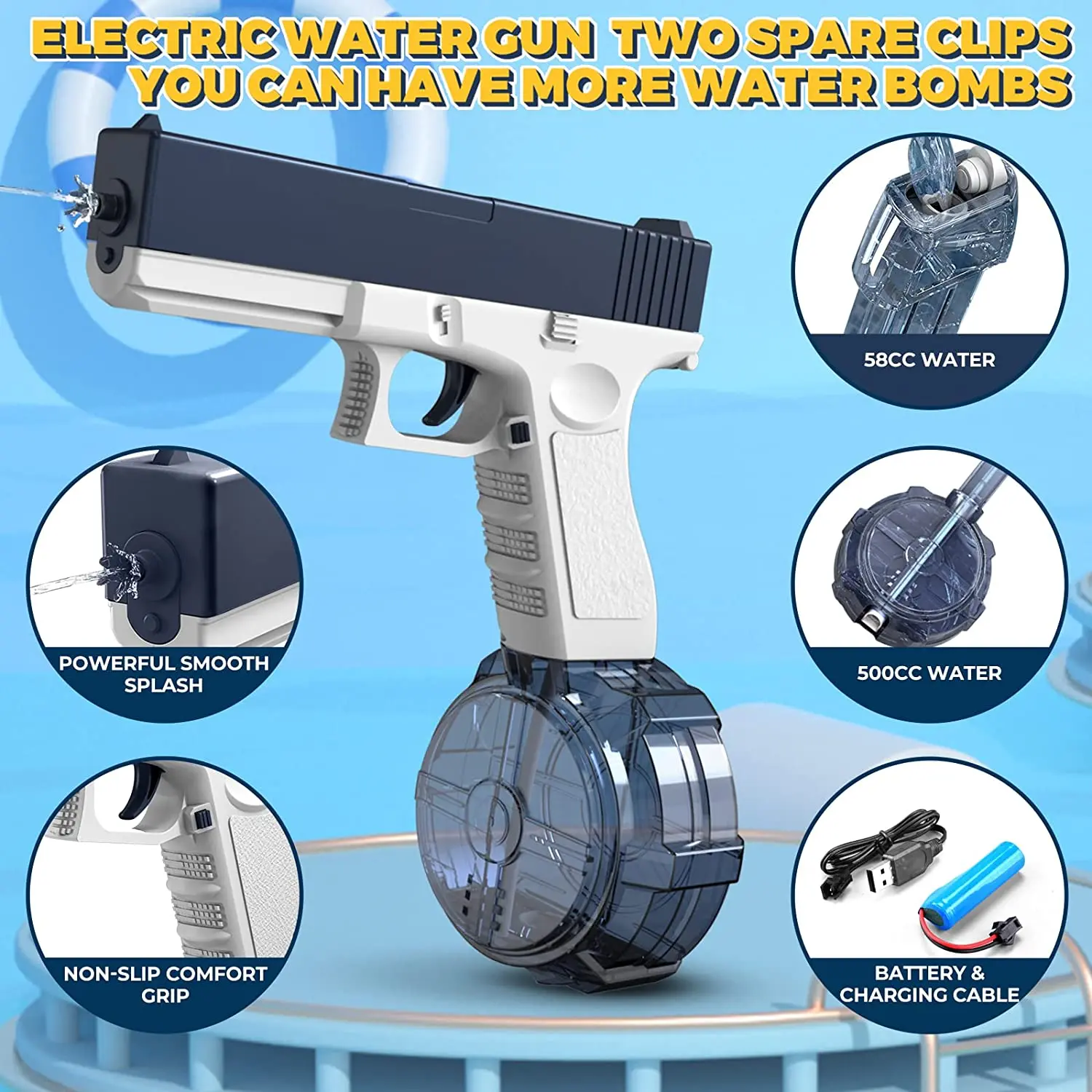 

2023 Electric Water Gun Toy Blater High Capacity Water Squirt Guns for Adults & Kids Pool Swimming Beach Outdoor Party Toys