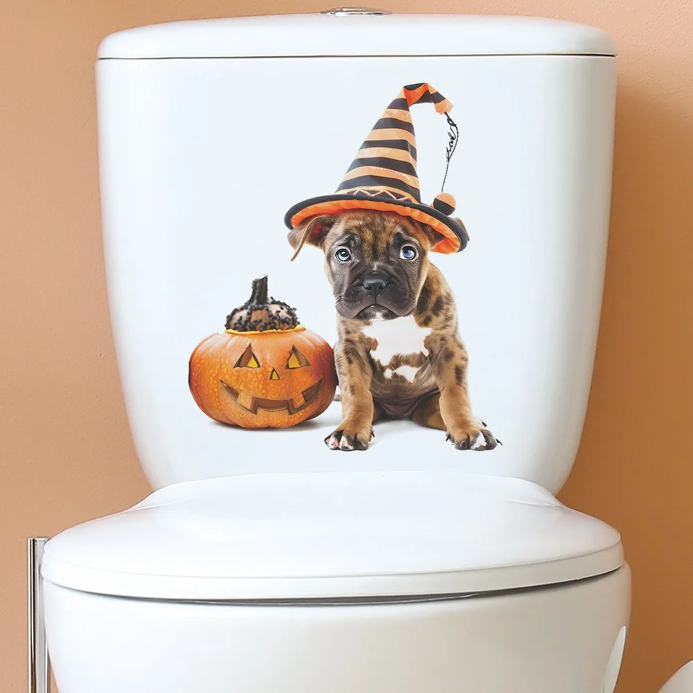 Halloween creative kitten dog bathroom toilet stickers Home decor wall stickers self-adhesive