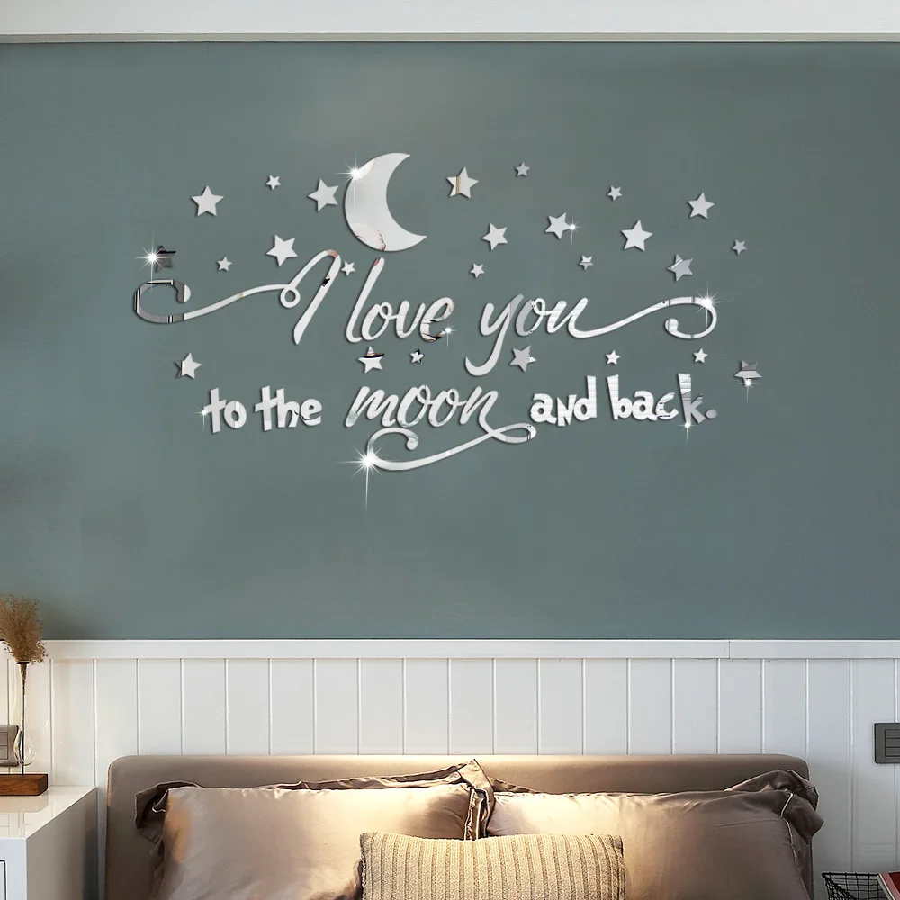 Star Moon Acrylic 3D Stereo Mirror Wall Sticker for Bedroom Living Room Children's Room Decoration Ideas