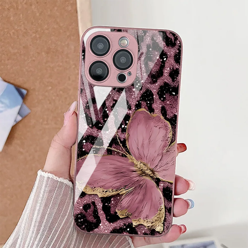 Leopard Print Tempered Glass Phone Case