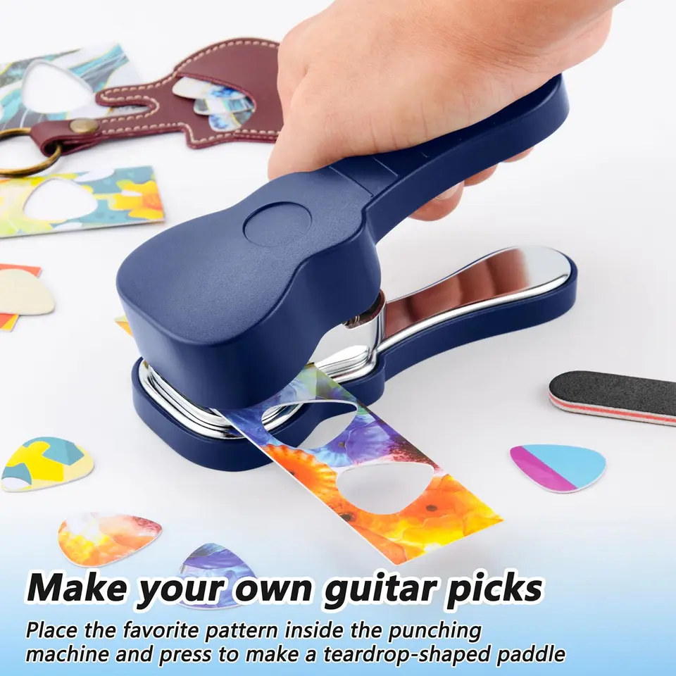 thumbnail image 2 of 15-Pack Guitar Pick Punch Sheets - Celluloid Strips For Making Custom Picks (Random Colors & Thickness) 2 of 13