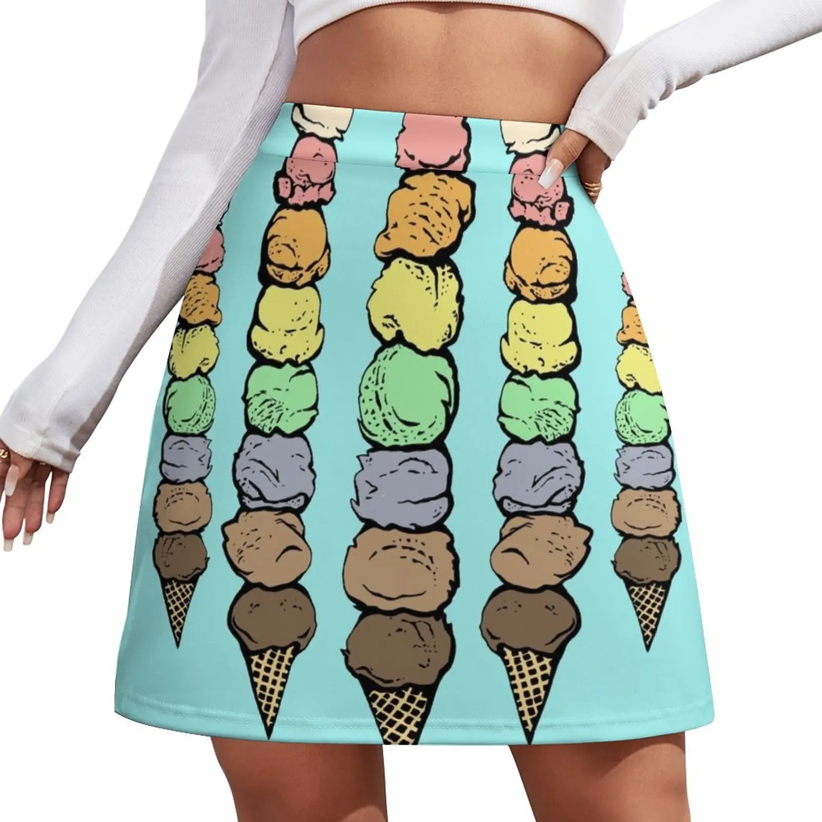 Giant Rainbow Ice Cream Cones - Multiple Mini Skirt new in clothes midi skirt for women