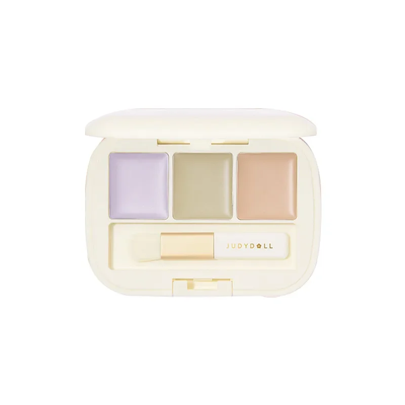Moisturizing Three-Color Concealer Palette High Coverage Waterproof Sweatproof Long-Lasting Natural