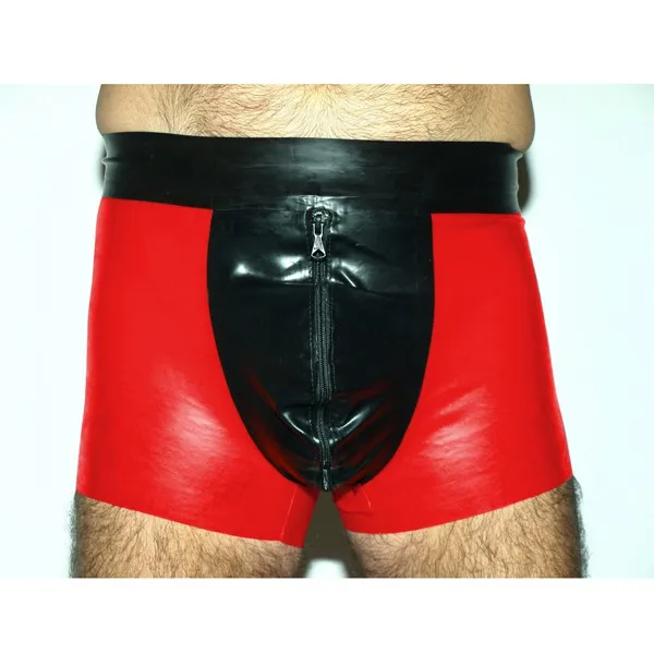 

Latex-Underwear-100-Rubber-Boxer-Shorts-Zipper-Colored-Shorts-Men-Size-S-XXL