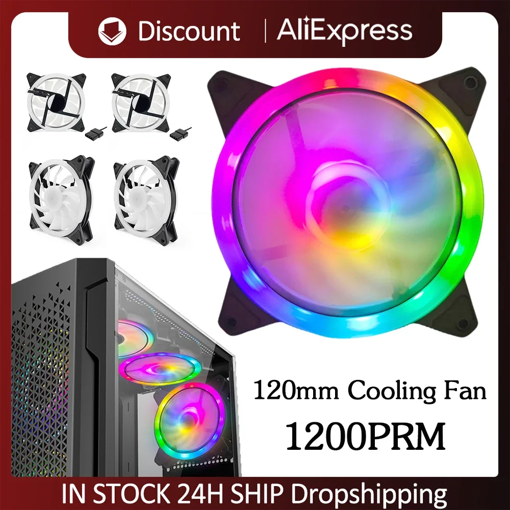 사일런트 RGB 섀시 팬, 냉각 선풍기 라디에이터 방열판, 유압 베어링 섀시 라디에이터, PC 데스크탑 컴퓨터 섀시용, 120mm