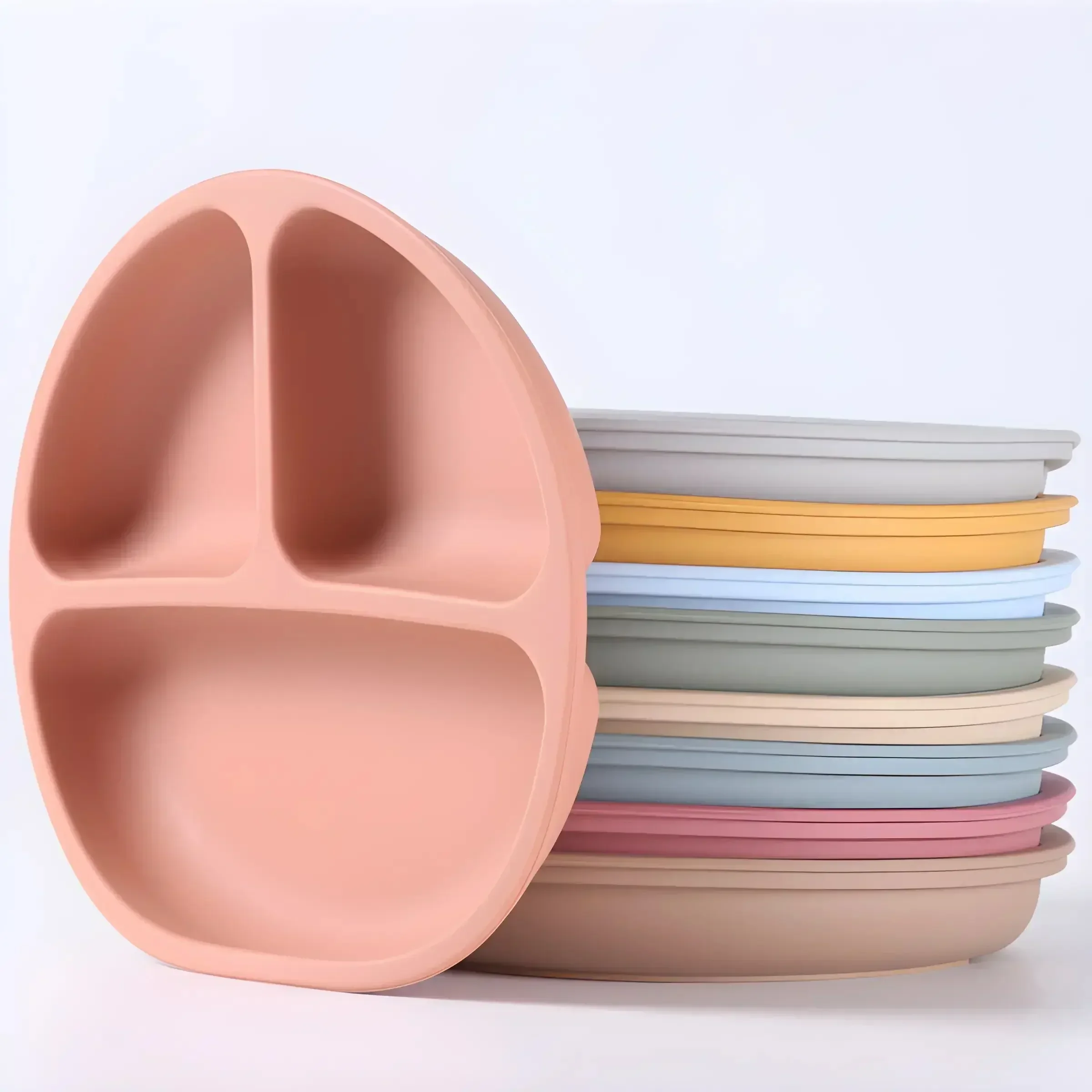 Silicone Tableware Children's Dinner Plate Separate Dinner Plate Auxiliary Food Training Tableware Set Snack Bowl 2