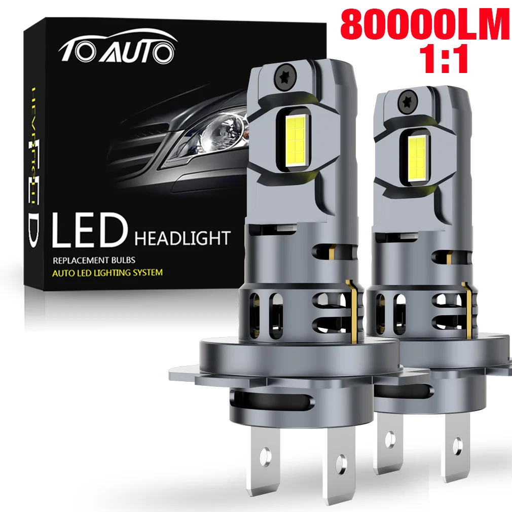  Pulilang Ampoules H1 LED, 55W 12000LM 6500K Blanc 300% de  luminosité, H1 LED Voiture Anti Erreur Canbus, 1:1 Mini Taille Non Polarité  pour Remplacement de Phare Halogène de Voiture et