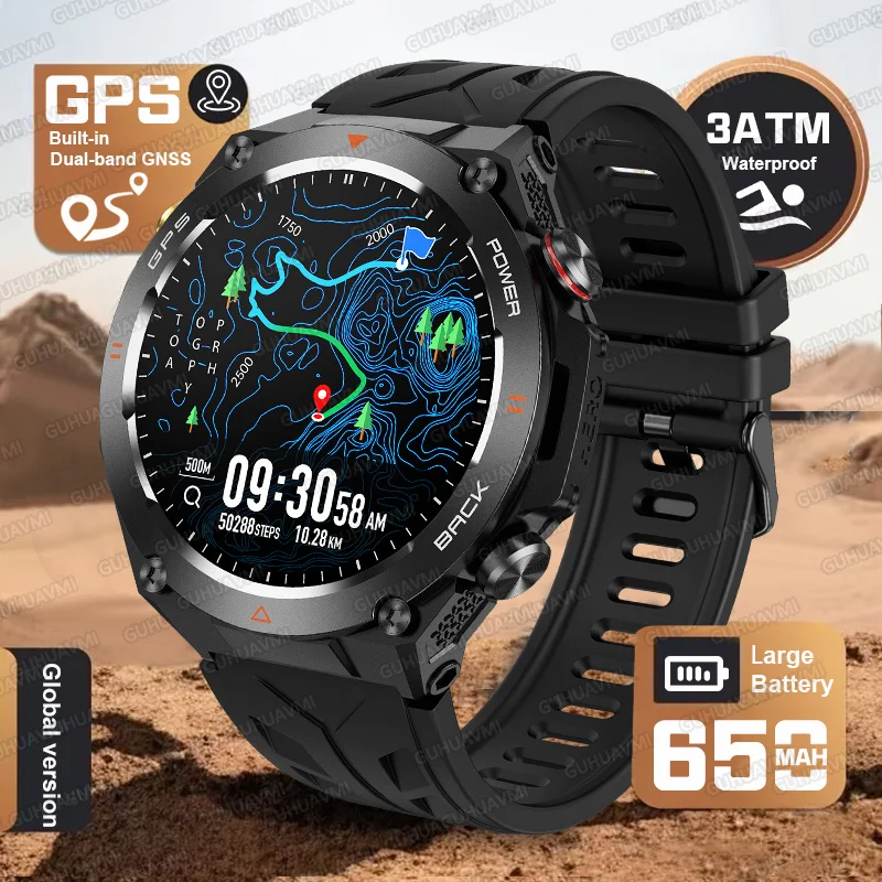 Novo Smartwatch Militar com GPS Integrado 2026 para Homens, Tela AMOLED ...