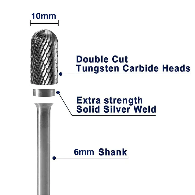 Linkstyle 10-delige Hardmetalen Stiftfrezen Set, 1/4