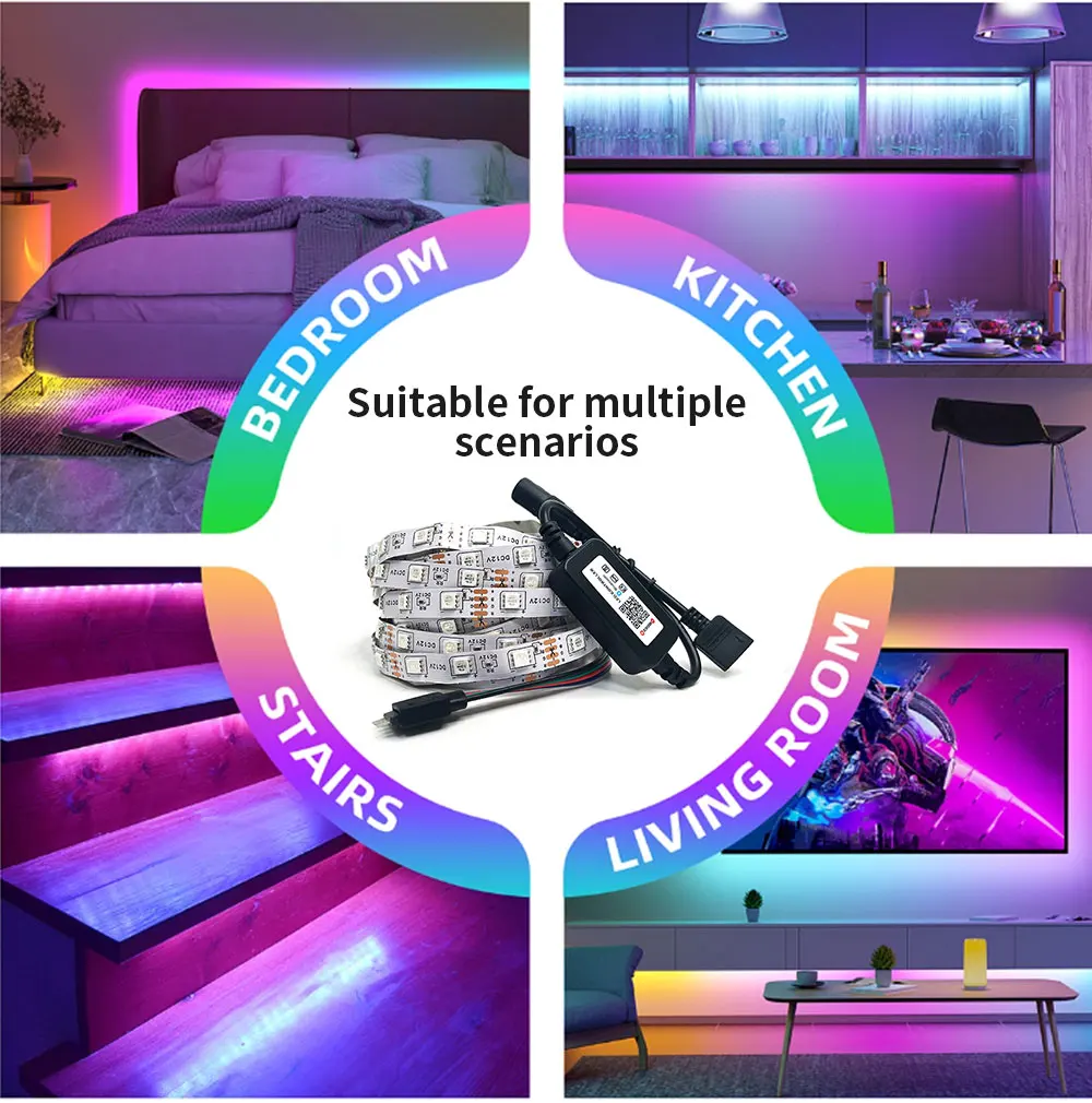 12V Led Strip Lights RGB 5050 5M 54 LEDS Bluetooth APP Control Luces Led Flexibl