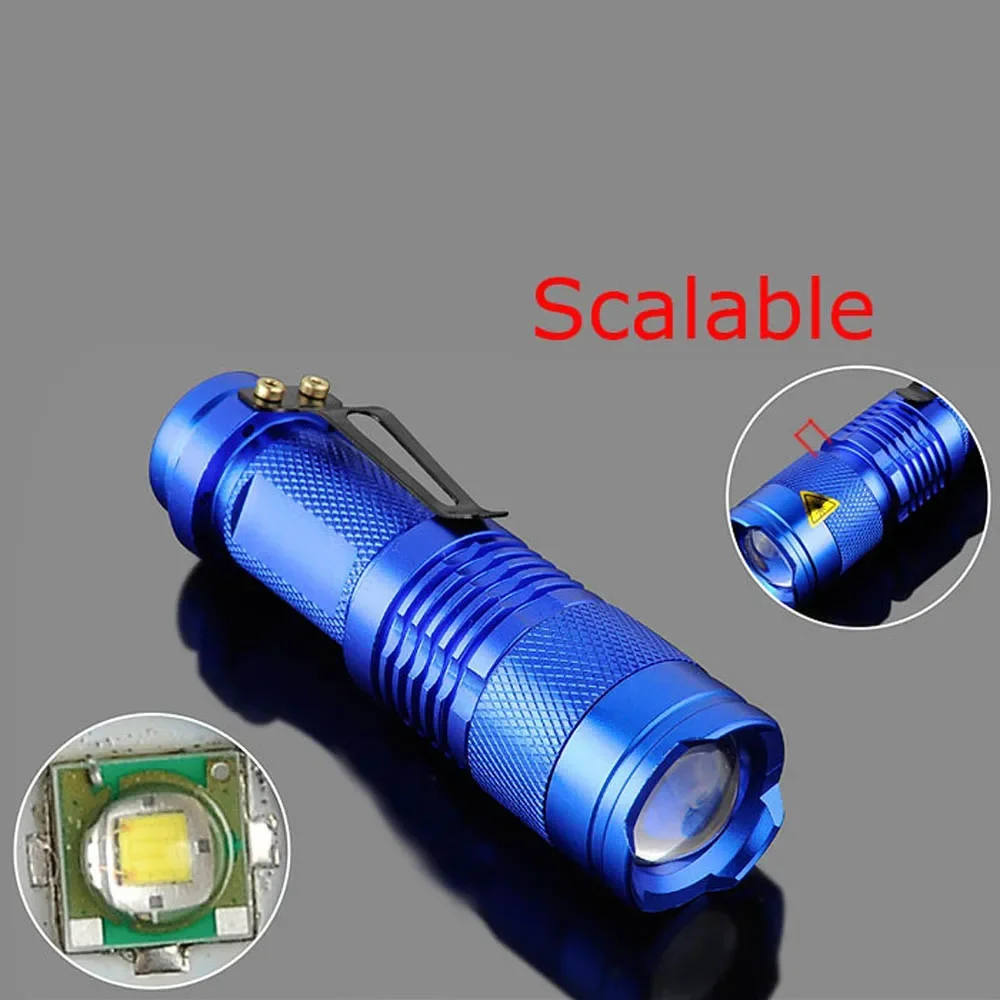 Compact Waterproof 2000lm LED Flashlight - Zoomable with 5 Color Options