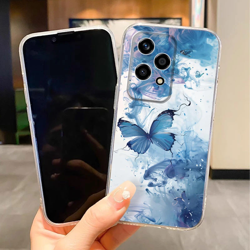 Floral Fashion Clear Silicone Phone Cover - Cute Cat Couple Design