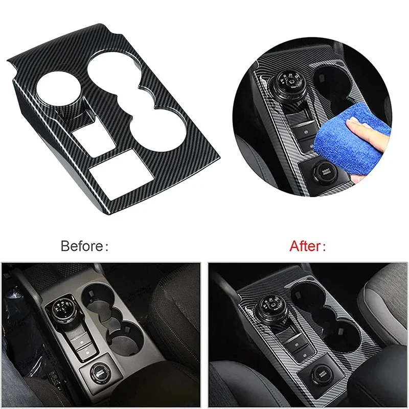 

Carbon Fiber Look Car Gear Position Panel Cover Trim Sticker Mouldings ABS for Ford Bronco Sport 2021 2022 Interior Accessories