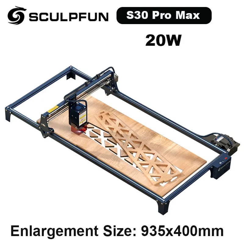 SCULPFUN S30 Pro Max 20W Laser Automatic Air-assist System Engraving  Machine with Area Expansion Kit to 935x400mm