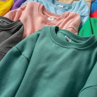 Harajuku Sweatshirts Muški Jesen 2022. Korejski jednobojni puloveri od flisa Preveliki puloveri Ležerni O izrez Osnovni gornji dijelovi Hip Hop Ulična odjeća 1