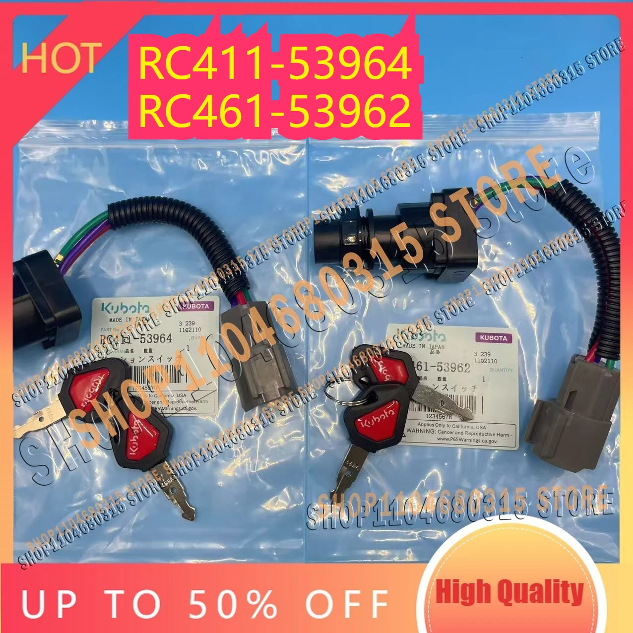 RC461 53962 RC411 53964 For Ignition Switch Kubota KX018 KX057 KX080 rc461-53962-rc411-53964-for-ignition-switch-kubota-kx018-kx057-kx080