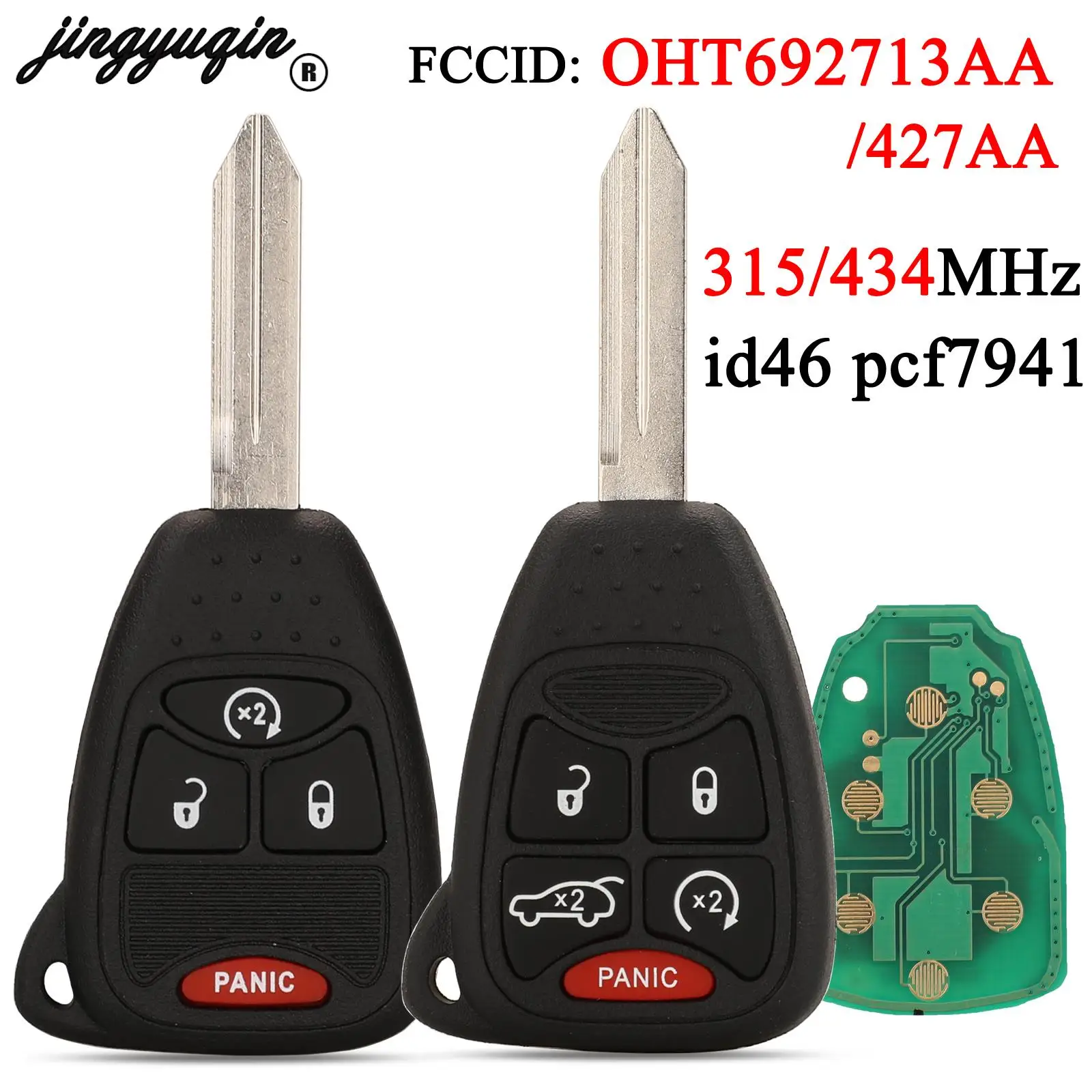 2x Replacement Remote Key Fob For Jeep 2010-2018 | 4-Button Remote Start OHT692427AA