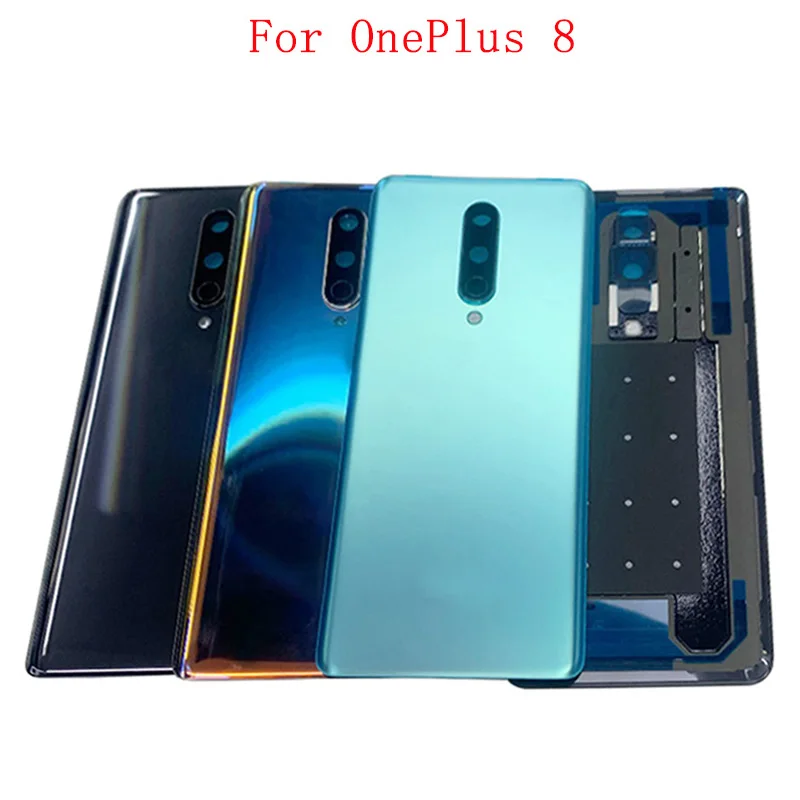 배터리 커버 후면 도어 하우징 케이스 OnePlus 8 뒷면 커버 카메라 프레임 렌즈 로고 수리 부품