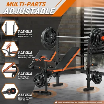 XDDIAS Weight Bench, 770LBS Bench Press Set with Leg Extension, 6 in 1 Weight Bench for Home Gym 2