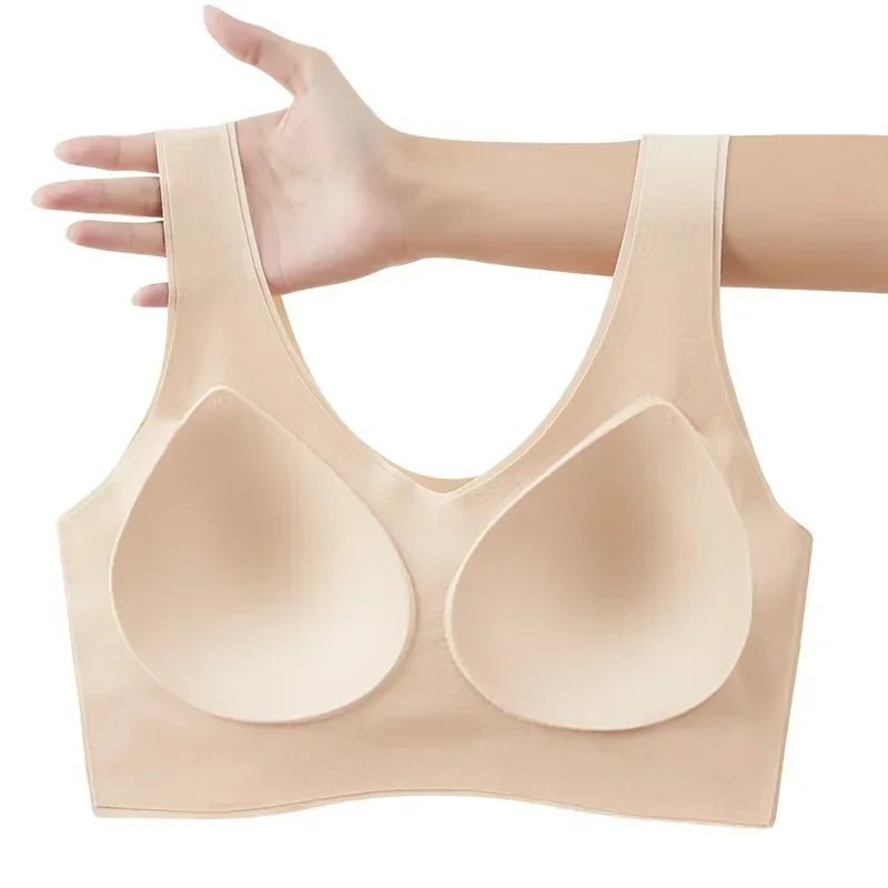 Women's Seamless Ice Silk Bra, Wireless Push-Up Yoga Bralette, Breathable & Comfortable Lifting Underwear 속옷