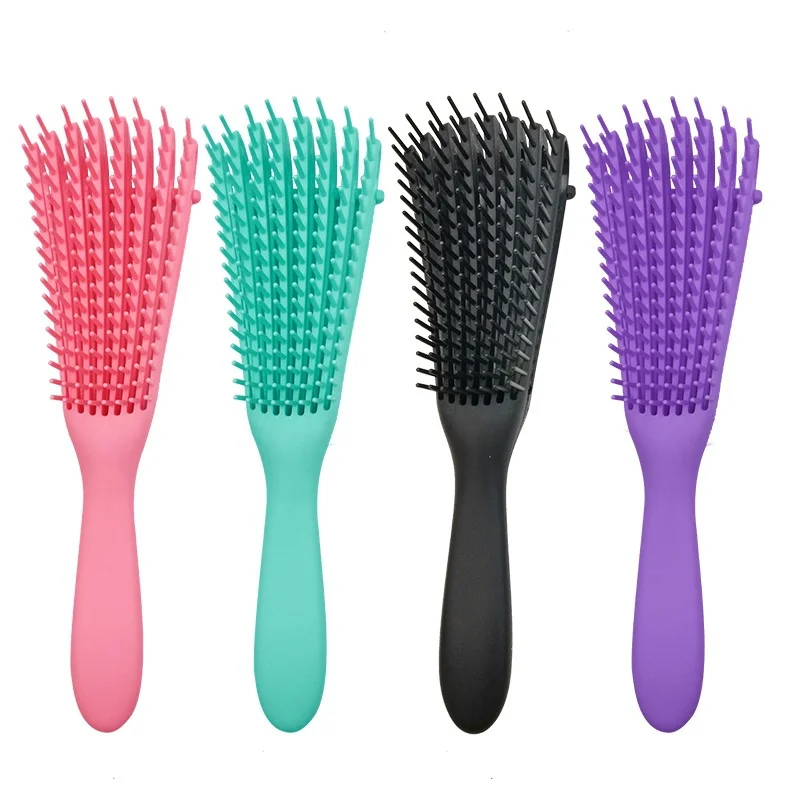 1 pcs Detangler Brush for Curly Hair. Controllable Claw Spacing Massage Comb Black Natural Hair
