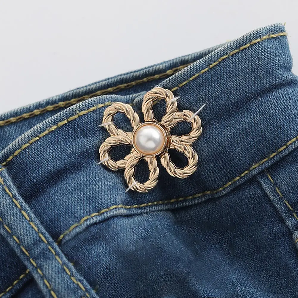 Reusable Metal Buttons Flower Combined Fastener Pants Pin Retractable Button Sewing-on Buckles Jeans Perfect Fit Reduce Waist 3