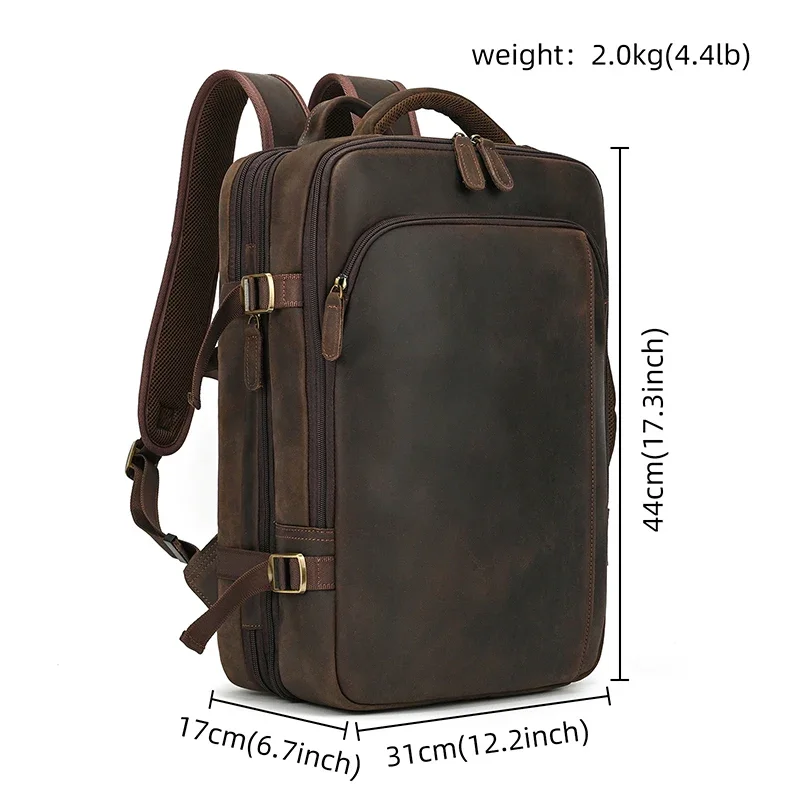 Leather Multifunctional Backpack for Men with Large Capacity