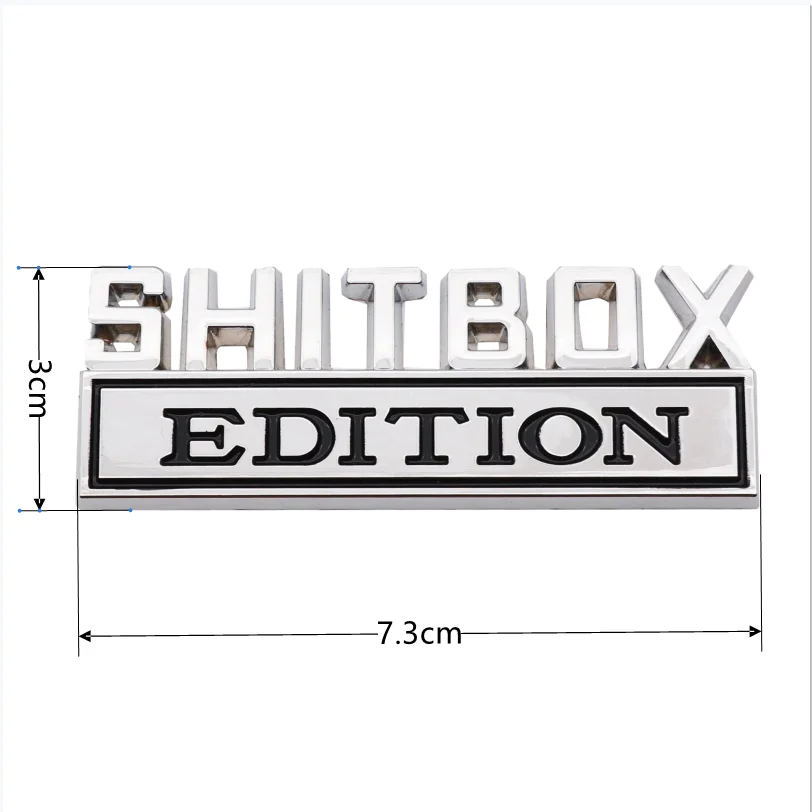 3D Zinc Alloy Emblem SHITBOX EDITION Badge Car Tail Side Sticker Accessories For Jeep Dodge Chrysler and Trucks